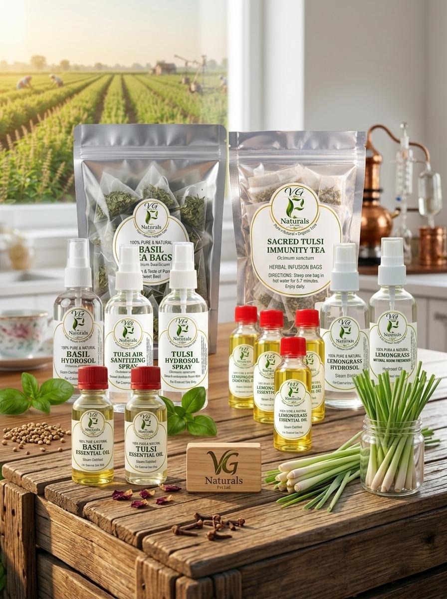 VG Naturals essential oils, hydrosols and herbal tea product range